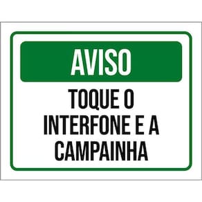 Kit 3 Placas Aviso Toque Interfone Campainha Verde