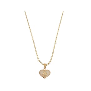 Colar Cartier 50Cm Coração Branco Letra O Banhado Ouro 18K