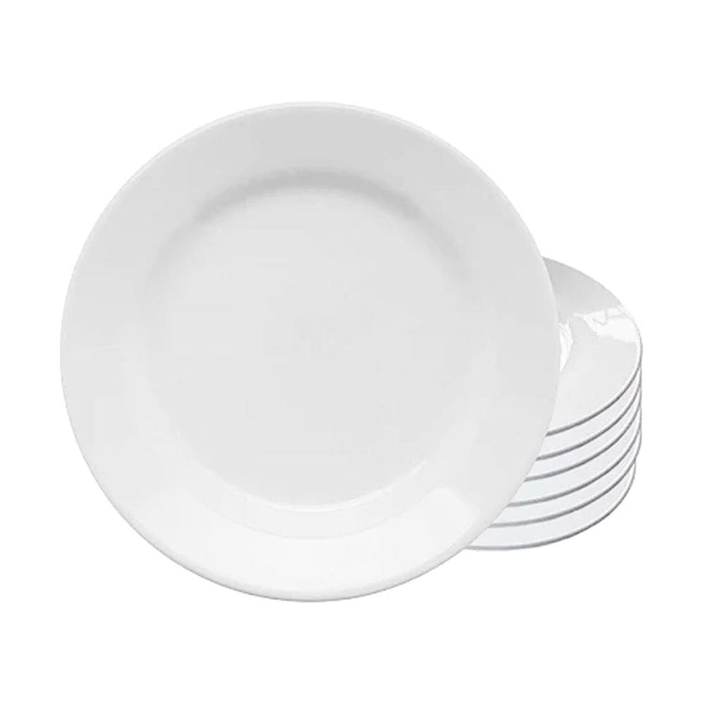 Kit 6 Unidades Pratos Cerâmica Raso Branco Oxford