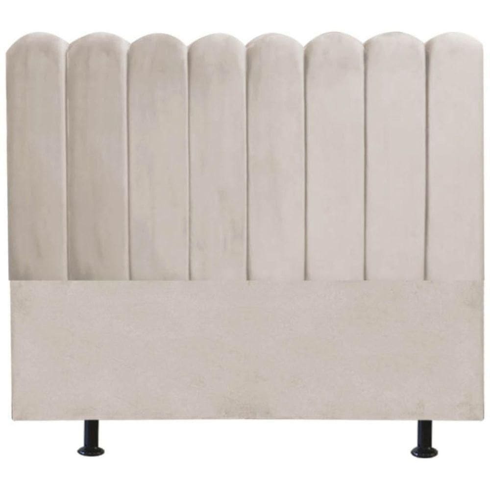 Cabeceira Estofada Cama Box Queen 160 Cm Maitê Suede Cor:bege