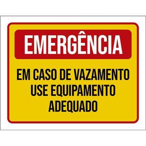 Placa De Sinalização - Emergência Em Caso Vazamento 36X46