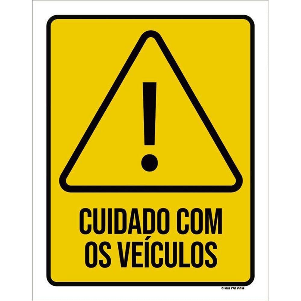 Kit 3 Placas Atenção Cuidado Com Os Veículos