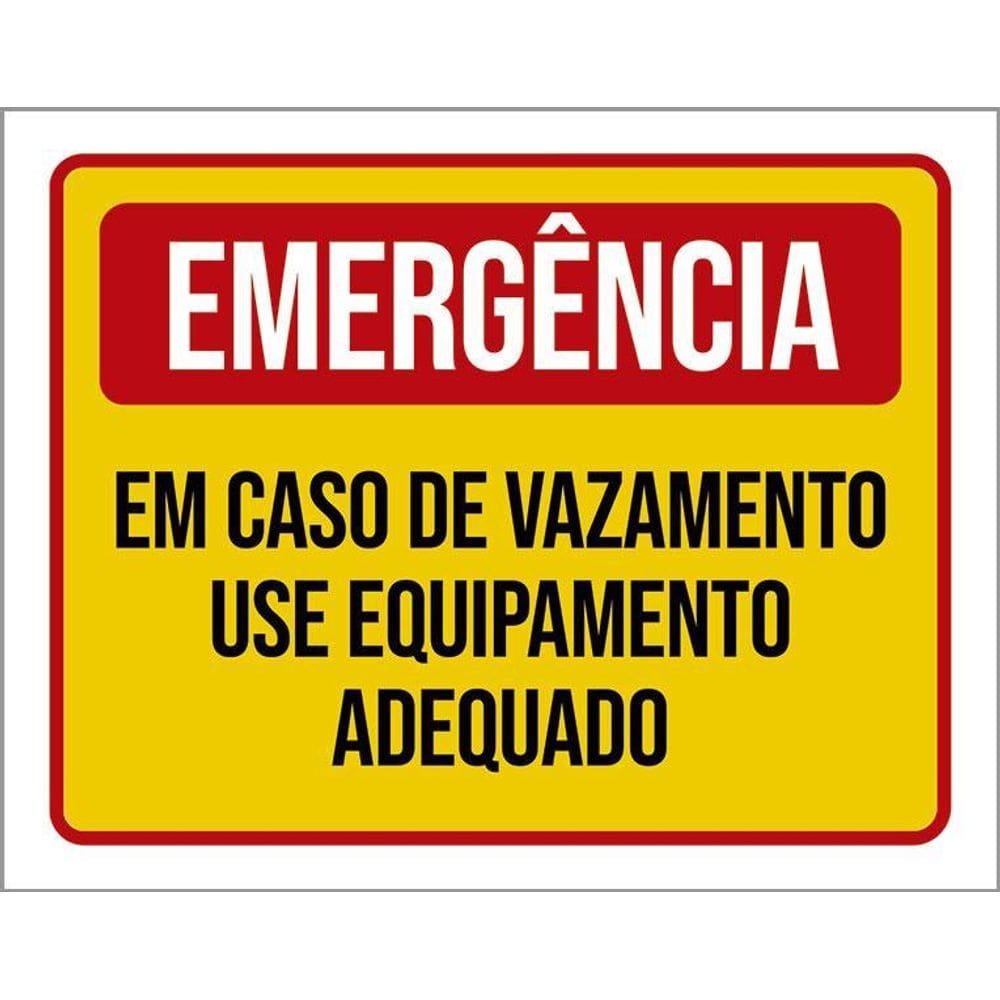 Placa De Sinalização - Emergência Em Caso Vazamento 36X46