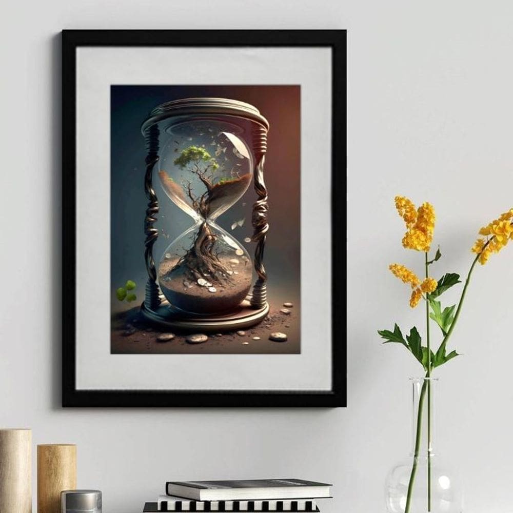 Quadro Decorativo Ampulheta Árvore 60X48Cm