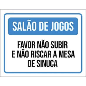 Kit 3 Placas Salão Jogos Não Subir Riscar Mesa Sinuca