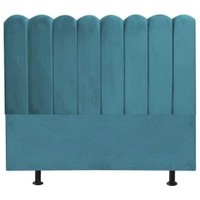 Cabeceira Estofada Cama Box Queen 160 Cm Maitê Suede Cor:azul Turquesa