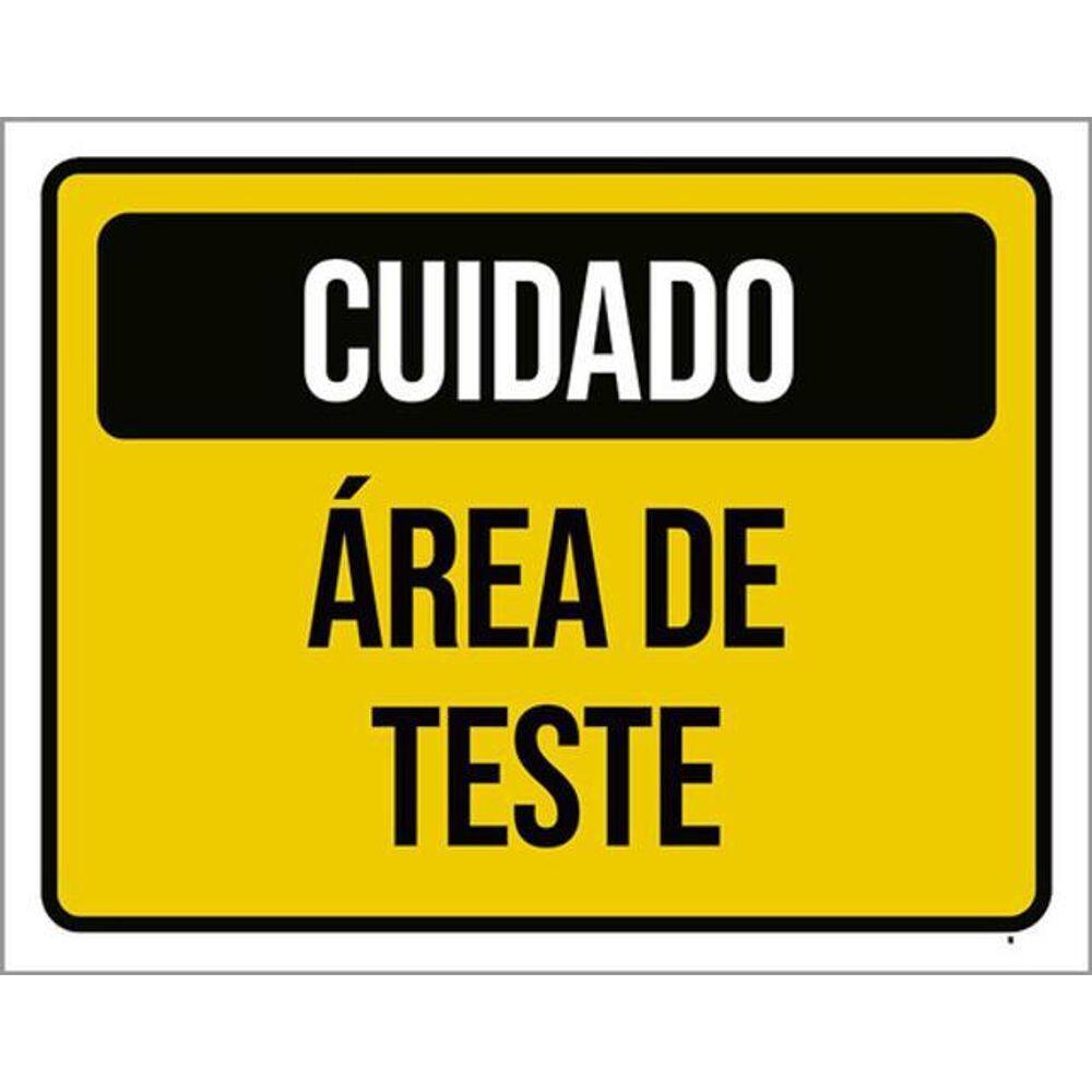 Kit 5 Placas Cuidado Área De Teste Amarelo 36X46