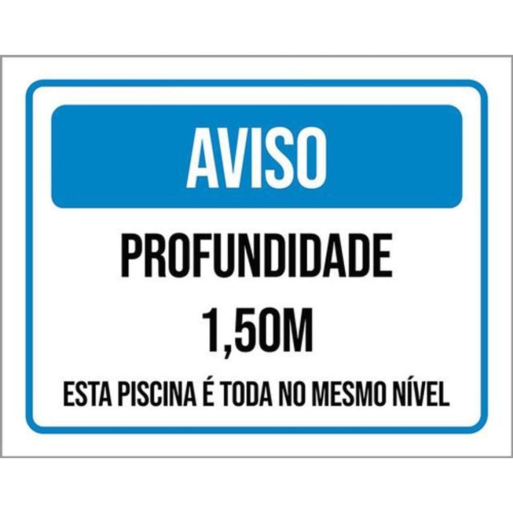 Kit 3 Placas Aviso Profundidade 1,50 Metros