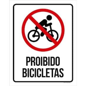 Placa De Sinalização - Proibido Bicicletas 36X46