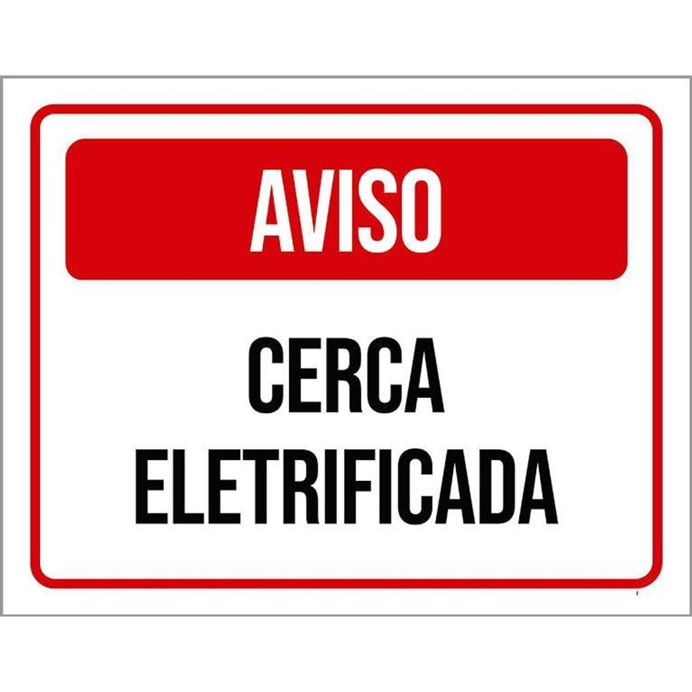 Placa Sinalização - Aviso Vermelho Cerca Eletrificada 36X46