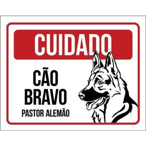 Kit 3 Placas Cuidado Cão Cachorro Bravo Pastor Alemão