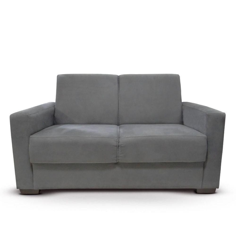 Sofá Estofado 2 Lugares Sala Estar Recepção Clarice Suede cinza