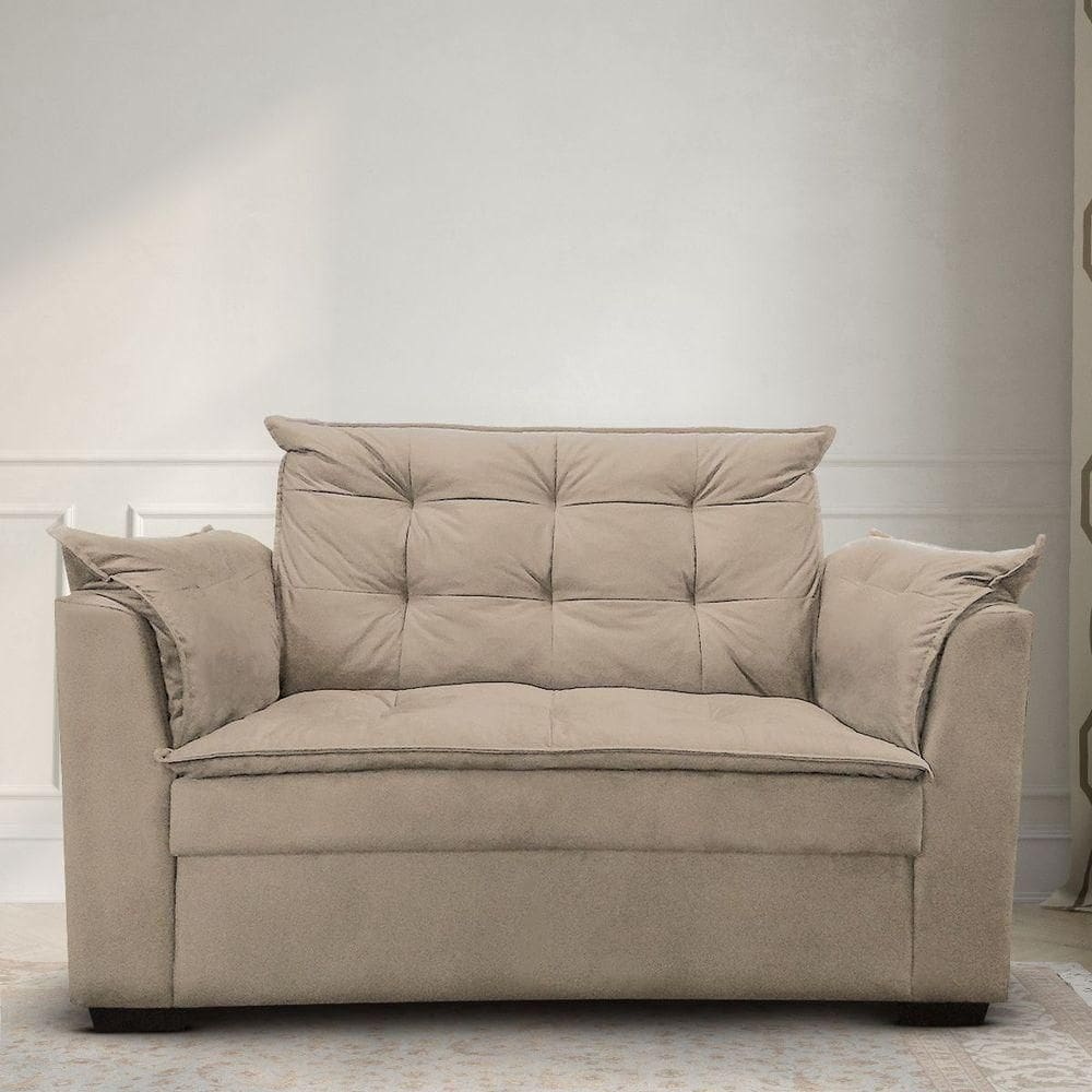 Sofá 2 Lugares Para Sala Moderno Confortável Tatiana Suede bege