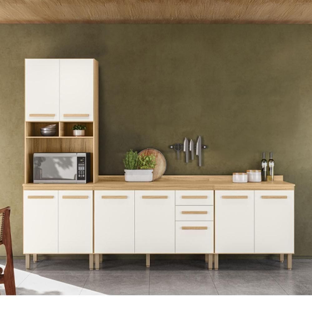 Conjunto De Cozinha Lidiane Modulado Com 9 Portas 2 Gavetas