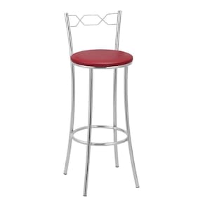Banqueta Alta Cromada Bc51/a A101 Treparoni Vermelho