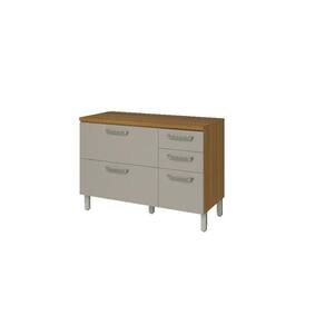 Balcão 2 Portas 3 Gavetas Nesher Princesa 120cm Freijó Com Off White