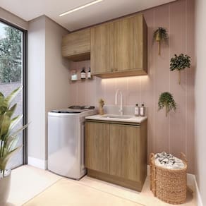 Lavanderia Modulada Kappesberg Celeste 3 Peças Nogueira 140cm