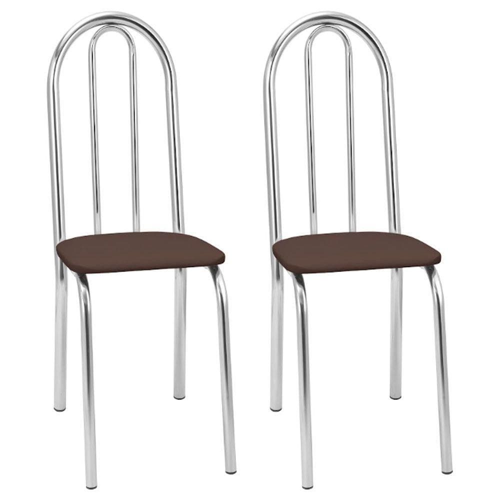 Kit 2 Cadeiras Cromadas Cc55 A101 Treparoni Marrom