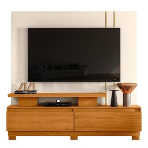 Estante Home Theater New Apolo Cinamomo Off White Para Tv Até 75 Com Pés - Madetec Cinamomo Off White