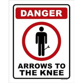 Placa Decorativa - Danger Arrows To The Knee 36X46