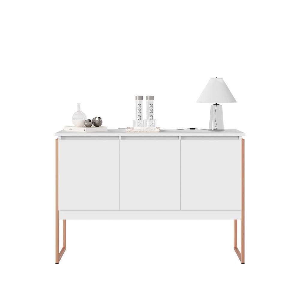 Buffet Aparador Com 3 Portas Miami Branco Cobre