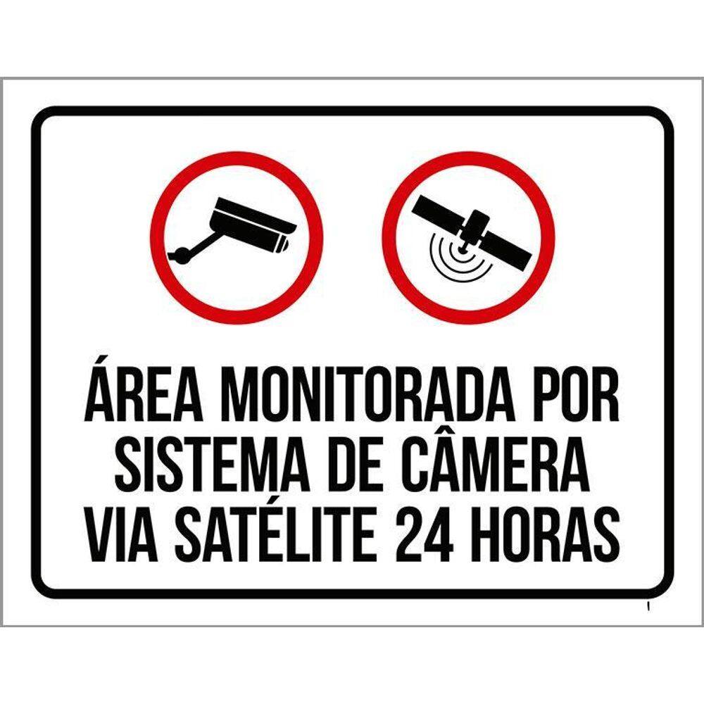 Placa Área Monitorada Sistema Segurança Satélite 24H 36X46