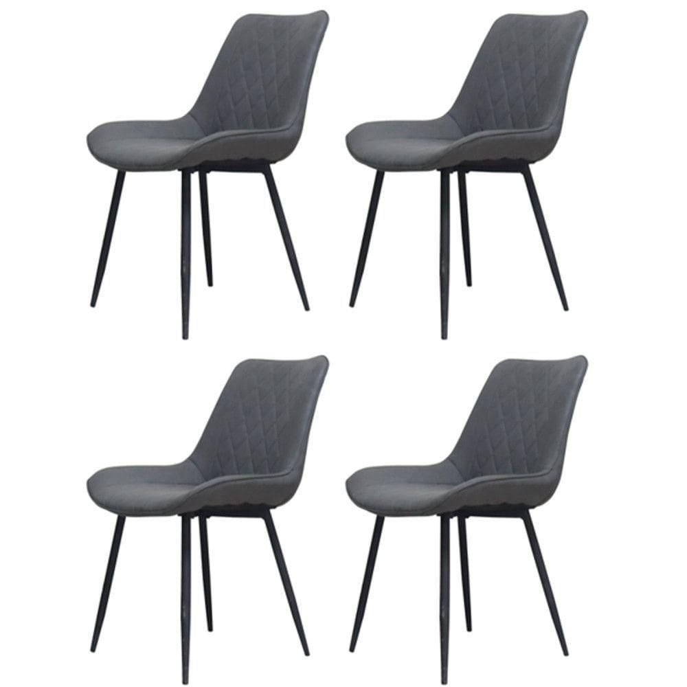Kit Com 4 Cadeiras Haifa Assento Em Mdf E Base Aço Pintado Grafite