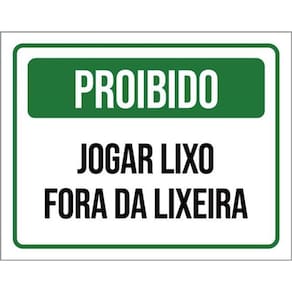Kit 3 Placas Proibido Jogar Lixo Fora Lixeira