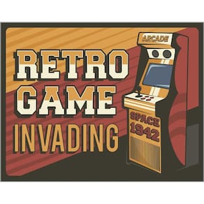 Kit 3 Placas Decorativa Gamer - Retro Gaming Invading