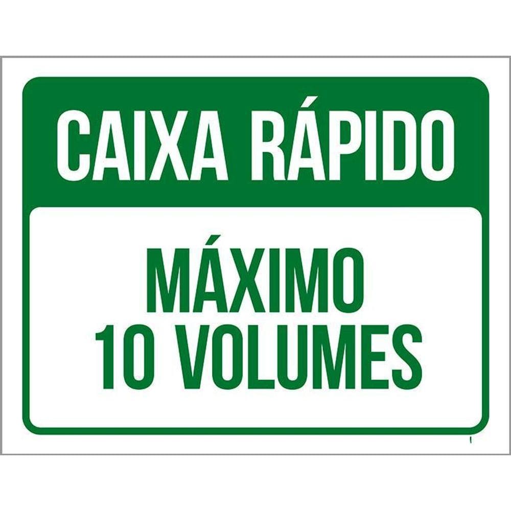 Placa Caixa Rápido 10 Volumes - Placa De Sinalização 36X46