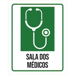 Placa Sinalização Hospitalar Sala Dos Médicos 36X46