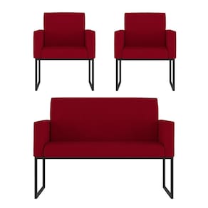 Kit Sofá 2 Lugares + 2 Poltronas Para Recepção Sala Balaqui Cor:vermelho Vermelho
