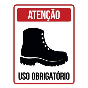 Placa De Sinalização - Atenção Uso Obrigatório Botas 36X46