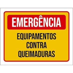Placa Emergência Equipamento Contra Queimaduras 36X46
