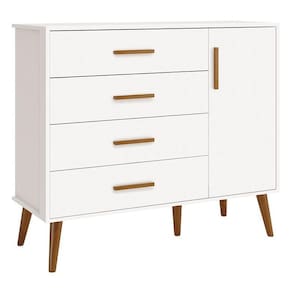 Cômoda Infantil Isis 1 Porta E 4 Gavetas Branco - Reller Móveis Branco