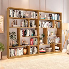 Kit 2 Estante para Livros 180cmx240cm 4 Prateleiras Seattle Yescasa Amadeirado Freijó