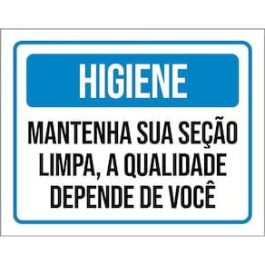 Kit 3 Placas Higiene Mantenha Sua Seção Limpa