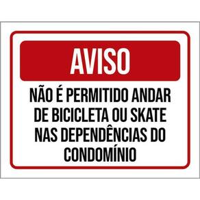 Kit 3 Placas Não Permitido Andar Bicicleta Skate Condomínio
