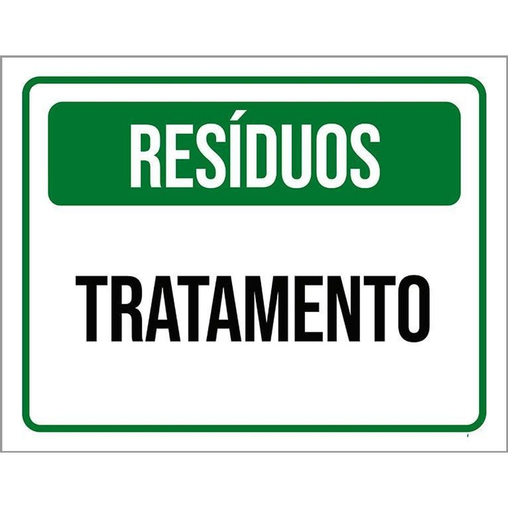 Placa Sinalização Verde - Resíduos Tratamento 36X46
