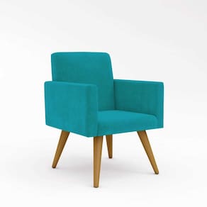 Poltrona Nina Escritório Recepção Pés Palito - Balaqui Decor Cor:azul Turquesa