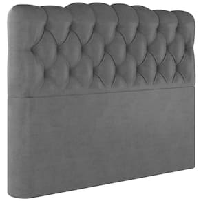 Cabeceira Casal 138 Cm Milan Veludo Cinza Soon Cinza