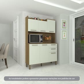 Cozinha Compacta 6 Portas E 2 Gavetas Com Tampo Luciane Móveis Carvalho Arenas