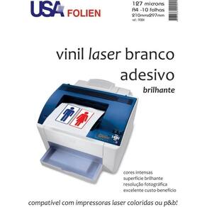 Vinil Laser Adesivo A4 Branco Brilho - Usa Folien