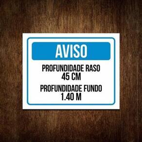 Placa Aviso - Profundidade Piscina Raso E Fundo 36X46
