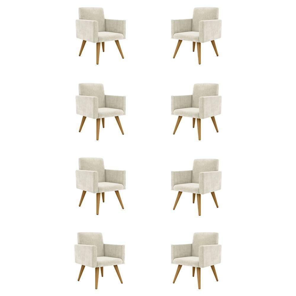 Kit 08 Poltronas Nina Decorativa Para Recepção Balaqui Decor Cor:bege