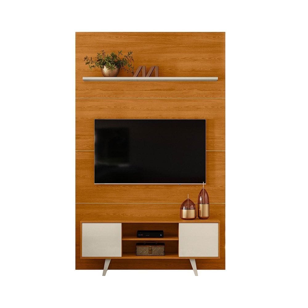 Rack com Painel para Tv até 65 Polegadas 2 Portas Panorama Cinamomo/Off White