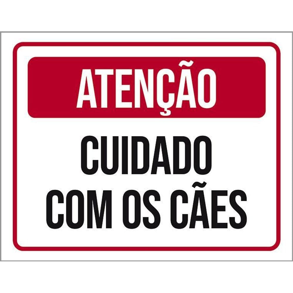 Kit 3 Placas Atenção Cuidado Com Os Cães