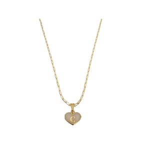Colar Cartier 50Cm Coração Branco Letra C Banhado Ouro 18K