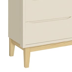 Cômoda Infantil Classic6 Gavetas Areia Fosco Com Pés Madeira Natural- Reller Móveis Areia Fosco