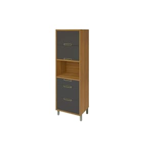 Torre Quente De Cozinha Paneleiro Imperatriz 1forno C-2ptas E 3gavs 70cm Freijo-grafite - Nesher